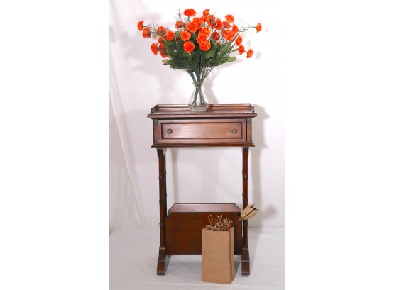 Brandt Furniture Valet Stand With Magazine Holder On Bottom, Includes Decorative Pieces, Harvey Craft Vase
