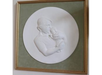 Embossed Plaster Wall Plaque Of Mother & Child By Artist Marion Engel