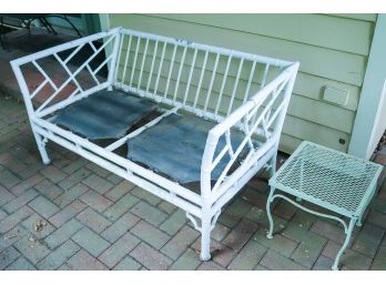 Vintage Asian Bamboo Style Cast Aluminum Bench