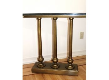 3 Column Pedestal With An Antiqued Gilded Finish & Removable Marble Stone Top