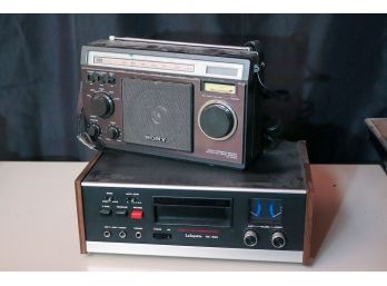 Vintage Sony Icf-6500w. Missing Battery Cover & Lafayette Rk-885 Stereo & Track Recorder Not Tested