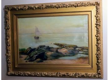 Nautical Painting Signed By The Artist John Willard Raught 1897 - In A Quality Carved Wood Frame