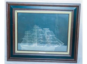 Clipper Ship Cutty Sterling Silver Silhouette In Frame