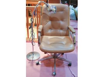 Vintage Fautless- Doerner Office Chair, Includes Adjustable Retro Style Floor Lamp