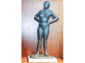 Art Sculpture Mold Of A Nude Woman Posing Made Of Heavy Ceramic