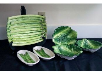 Collection Of Salad Dishes Includes Asparagus Dishes Made In Italy