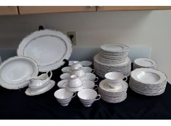 Royal Doulton English Fine Bone China Richelieu With Beautiful Gold Tone Accents Service For 10 With Extras