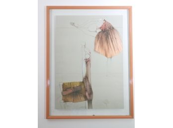 Framed Lithograph 136/150 Ballerina Molina Morta Very Unique Piece In A Floating Glass Frame