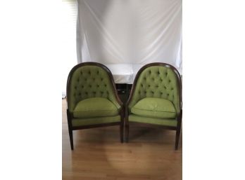 Pair Of Vintage Slipper Chairs By Granick Furniture Gallery Armchairs With Tufted Backs, Quality Design