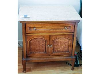 White Furniture Night Stand With Marble Top