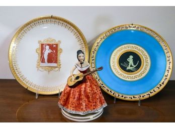 Blue Minton Plate, Mj Caldwellers Philadelphia & Royal Worcester Elaine Victorian Series #364