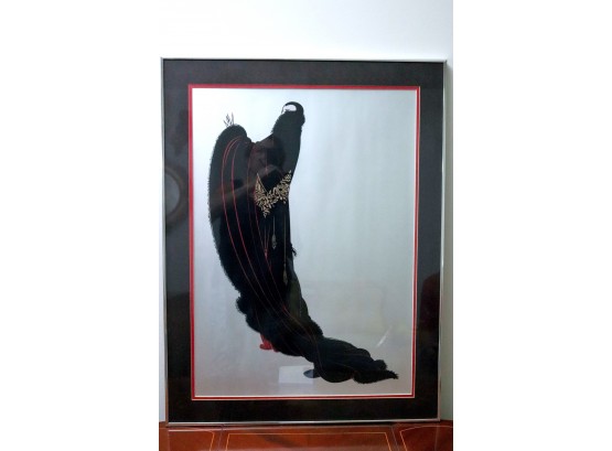 Vintage Art Deco Erte Print In A Matted Frame, Signed On Lower Corner As Pictured