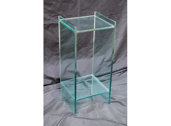 Vintage Seafoam Green Glass Pedestal/Side Table
