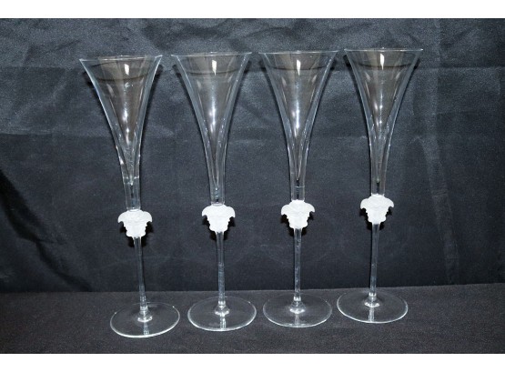 Set Of 4 Tall Versace Medusa Lumiere Champagne Flutes By Rosenthal Studio Line
