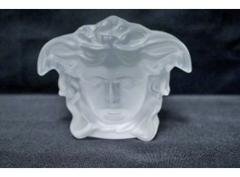 Versace Medusa Frosted Crystal Paperweight By Rosenthal Studio Line