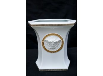 Versace Gorgona Vase With Medusa Motif On White Porcelain By Rosenthal Studio Line Germany