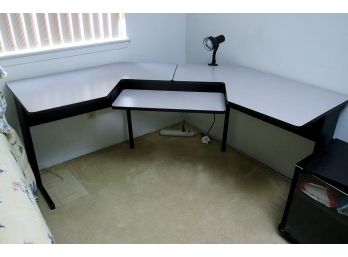 Corner Desk Unit Separates Into Several Pieces For Easy Removal