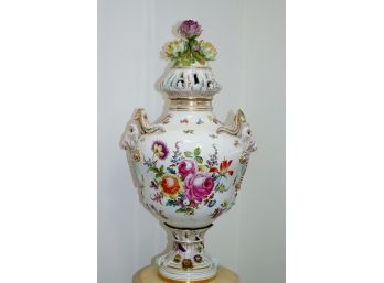 Large 19th Century Dresden Germany French Portrait Porcelain Vase With Rams Head Handles