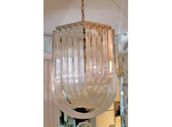 Stylish Incandescent Lucite Chandelier Appx 14 Inches X 19.5 Inches