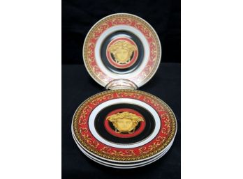 1.Versace Medusa Red Dessert Plates By Rosenthal Studio Line Germany, Includes 4 Pieces