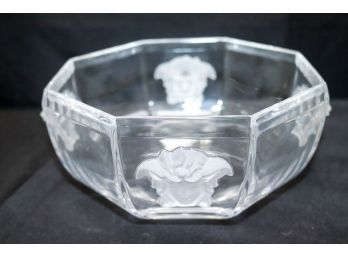Versace Medusa Lumiere Crystal Bowl With Embossed Accents By Rosenthal Studio Line Germany