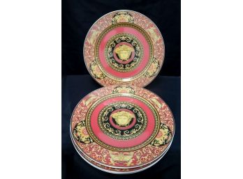 Set Of 4 Versace Medusa Red Dinner Plates By Rosenthal Studio Line Germany