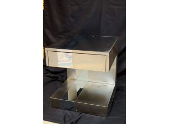 Brushed Nickel/Chrome Finish Side Table In The Style Of Paul Evans