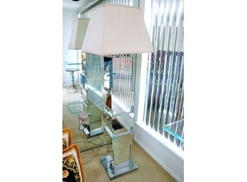 Tall Mirrored Floor Lamp With A Unique Retro Vibe!