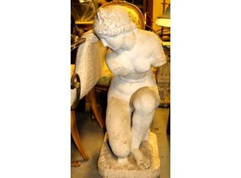 Antique Grecian Style Cement Statue Of Beautiful Woman