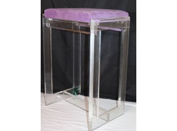 Fabulous Vintage Lucite Stool With Velvet Seat