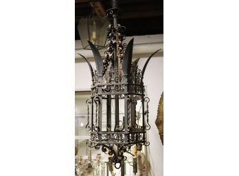 Gothic Style Wrought Iron Chandelier With Intricate Workmanship