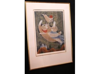 Artist Proof Lithograph Of Lovers With Dove Signed Sami Briss