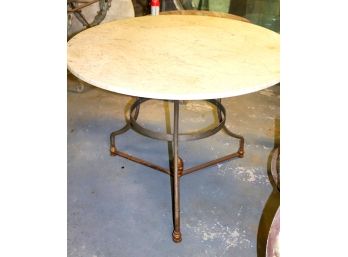 Stylish County French Round Marble Top Table With Wrought Iron Base