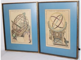 Two Antique Prints Of Astrological Instruments With Latin Descriptions