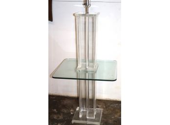 Chic & Stylish Lucite Floor Lamp With Glass Table