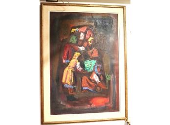Post Modern Textured Painting Of Female Figures Signed By Artist