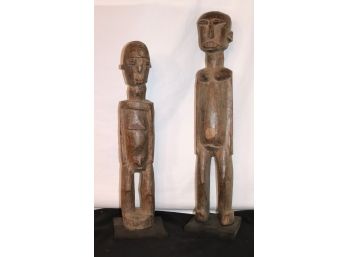 Two Light Wood Primitive Carved African Figures