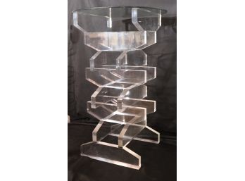 Amazing MCM Lucite Criss Cross Style Pedestal With Glass Top