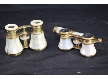 Pair Of Antique White Mother Of Pearl Opera Glasses