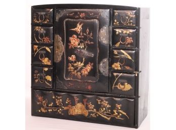 Gorgeous Large Antique Japanese Lacquered Jewelry Box