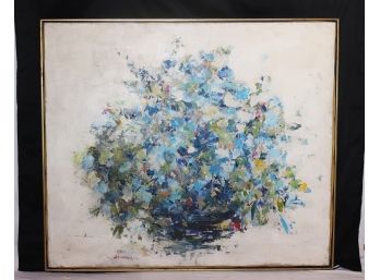 Large Post-Modern Painting Of Abstract Flowers Signed I. B. Dreier, 1971