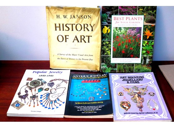 Collection Of Books Titles Include Art Nouveau Jewelry & Fans, Popular Jewelry, Best Plants & More As Pict