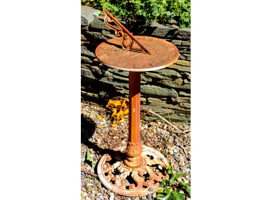 Vintage Cast Iron Sundial With A Natural Rustic Patina