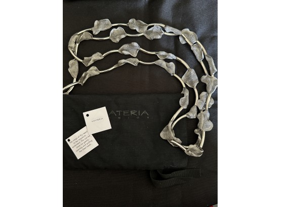 64' UNUSUAL STAINLESS STEEL LINK AND STEEL MESH NECKLACE - MATERIA MADE IN ITALY