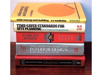 Collection Of Books Titles Include Architectural Graphic Standards, Interior Design, Time Saver Standards