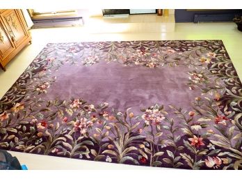 Emerald Collection Custom Made Sculpted Wool Rug With A Beautiful Lavender Garden Design! Approx 8ft X 11f