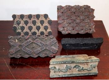 Antique Printing Blocks Possibly For Wall Paper, Assorted Sizes & Patterns Included