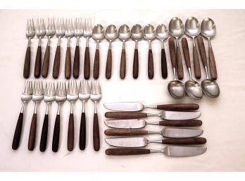 Lauffer Norway MCM Flatware With Rosewood Handles Service For 6 With Extras