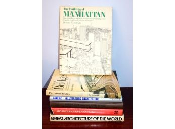 Collection Of Books Titles Include Architectural Delineation, The Book Of Bridges, Great Architecture Of T
