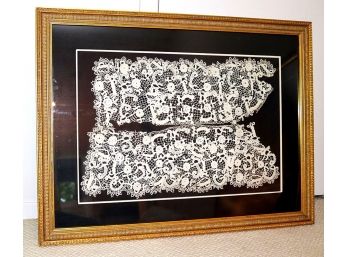 Amazing Framed Vintage Embroidery/Doily Art In A Matted Gilded Frame  (4718-4721)